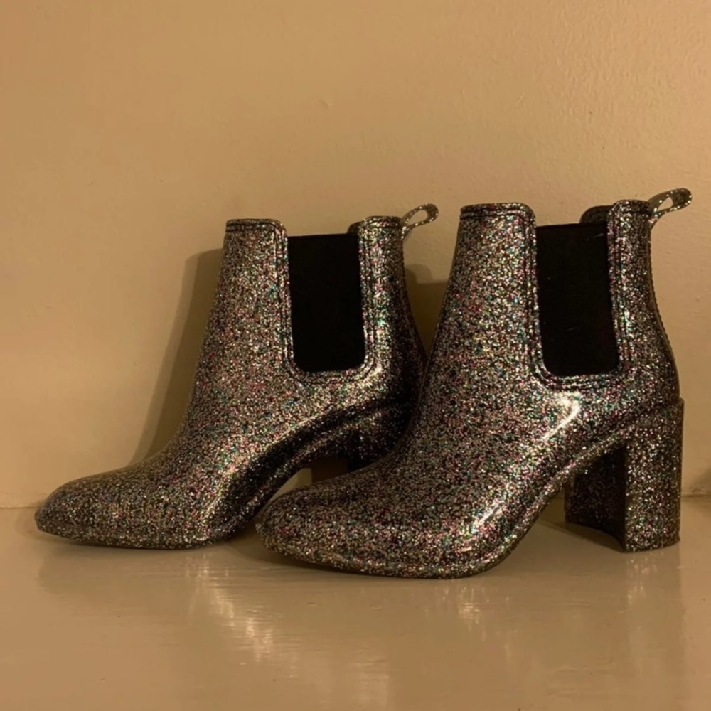 NWT Jeffrey Campbell Glitter Rain Boots Size 8